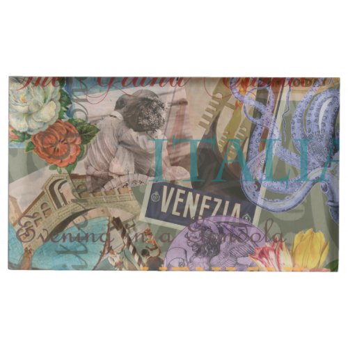 Venice Italy Travel Vintage Pretty Colorful Art Place Card Holder