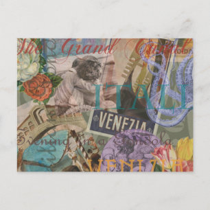 Venice Italy Travel Vintage Pretty Colorful Art Postcard