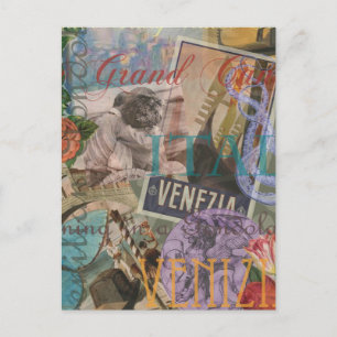 Venice Italy Travel Vintage Pretty Colorful Art Postcard