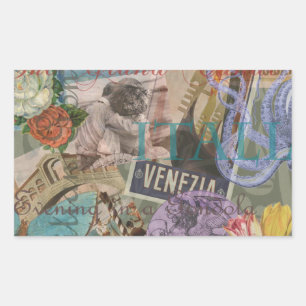Venice Italy Travel Vintage Pretty Colorful Art Rectangular Sticker