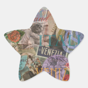 Venice Italy Travel Vintage Pretty Colorful Art Star Sticker