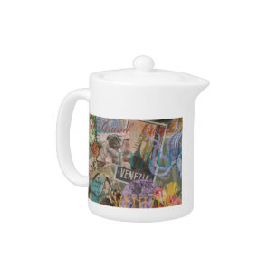 Venice Italy Travel Vintage Pretty Colorful Art Teapot