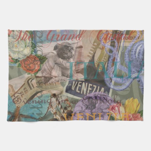 Venice Italy Travel Vintage Pretty Colorful Art Towel