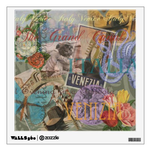 Venice Italy Travel Vintage Pretty Colorful Art Wall Sticker