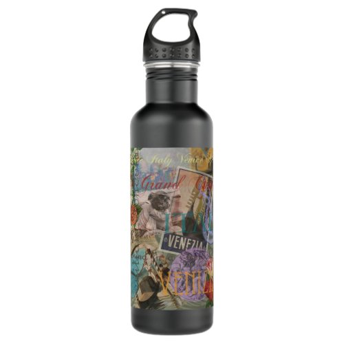 Venice Italy Travel Vintage Pretty Colorful Art Water Bottle