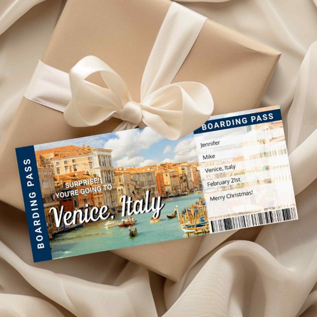 Venice Italy Trip Surprise Boarding Pass Card (Venice Italy Trip Surprise Boarding Pass Card)