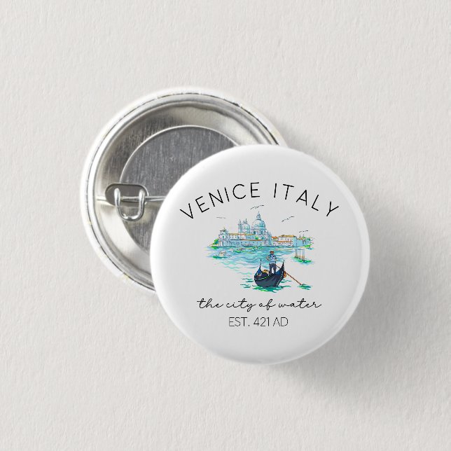 Venice Italy Vacation Souvenir Button (Front & Back)