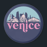 Venice Italy Vintage City Skyline Cityscape Art Magnet<br><div class="desc">Vintage and retro city design with beautiful skyline, tourist attraction and cityscape art. Cool skyscraper and building silhouette illustration merchandize for tourist and traveler. Perfect as souvenir to bring back home when traveling all around the world. Save the memory of your travel and vacation with family and friends. Background color...</div>