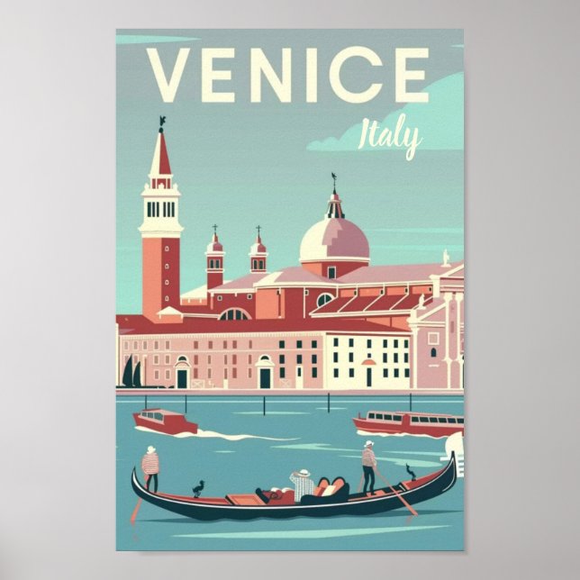 Venice Italy Vintage Famous Travel Place Poster (Front)