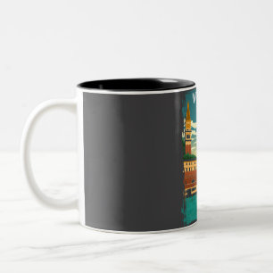 Venice Italy Vintage Minimal Travel Poster Two-Tone Coffee Mug