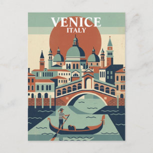 Venice Italy Vintage Travel Gondola Canal Postcard