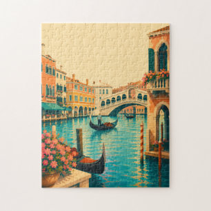 Venice Italy Vintage Travel Grand Canal Gondola Jigsaw Puzzle