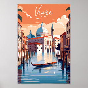 Venice Italy vintage travel place illustration Poster
