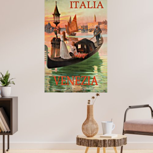 Venice Italy vintage travel poster