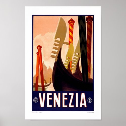 Venice Italy Vintage Travel Poster