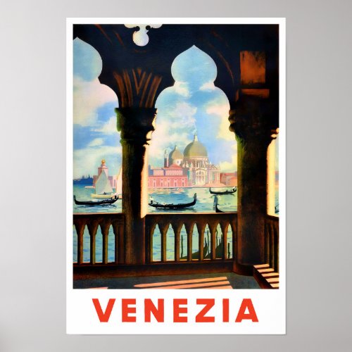 Venice Italy vintage travel Poster