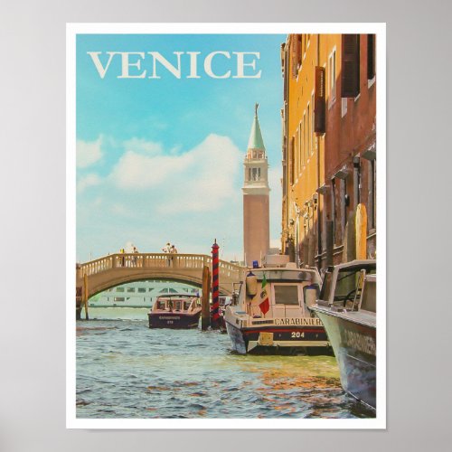 Venice Italy Vintage Travel Poster