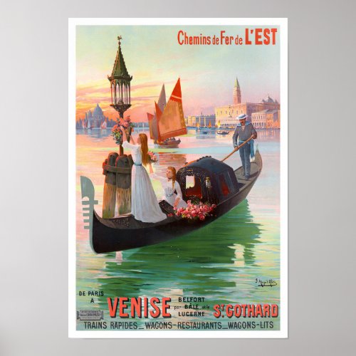 Venice Italy vintage travel Poster