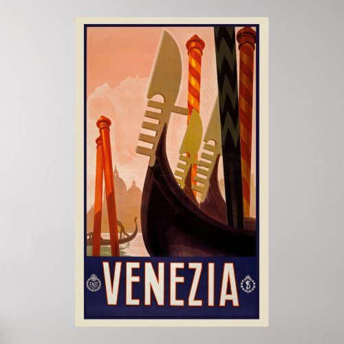 Venice Italy Vintage Travel Poster