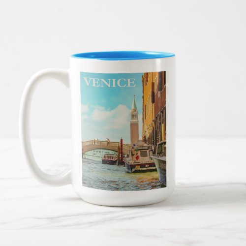 Venice Italy Vintage Travel Poster Two_Tone Coffee Mug