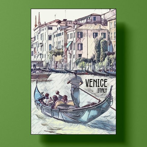 Venice Italy Vintage Travel Retro Postcard Art Poster