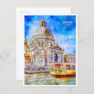 Venice Italy vintage travel watercolor Postcard