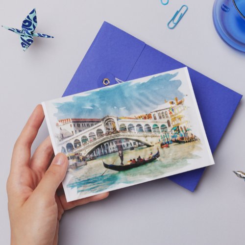 Venice Italy _ Watercolor Holiday Postcard