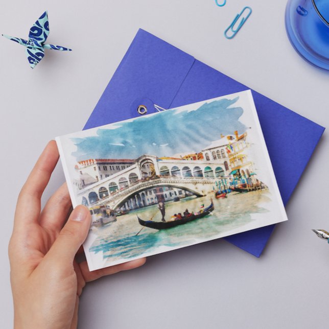 Venice, Italy - Watercolor Holiday Postcard (Venice Italy Watercolor Postcard)