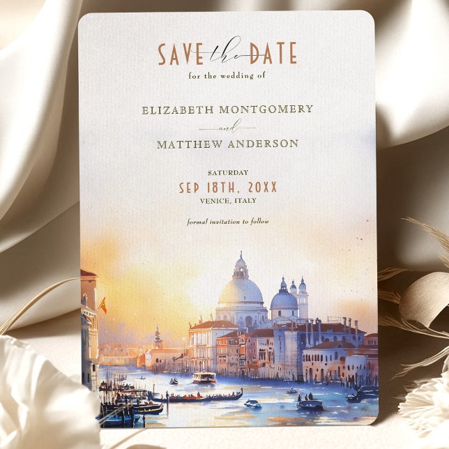Venice Italy Waterfront Save the Date  Invitation (Creator Uploaded)