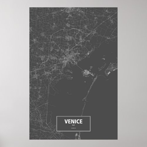 Venice Italy white on black Poster