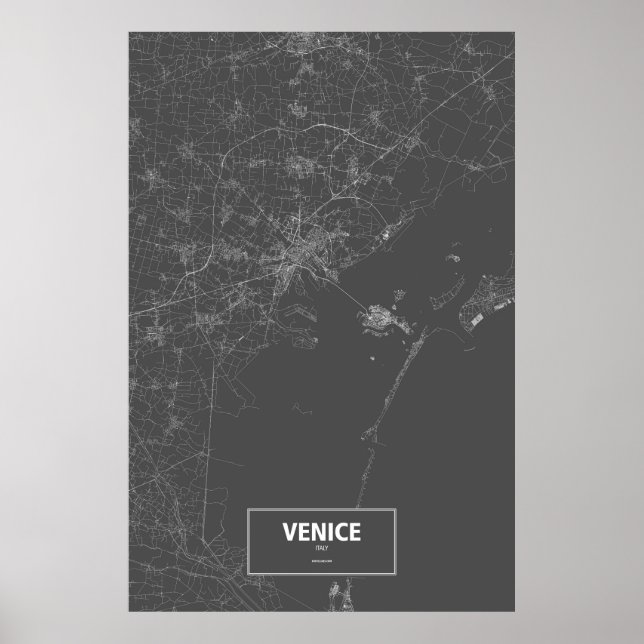 Venice, Italy (white on black) Poster (Front)