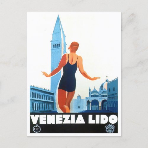 Venice Lido Italy vintage travel Postcard