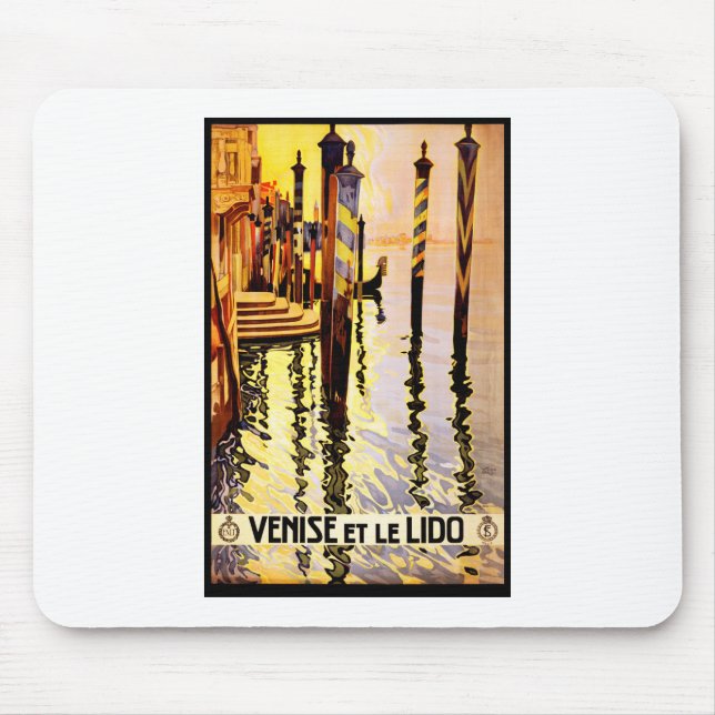 Venice Lido vintage travel poster Mouse Pad (Front)