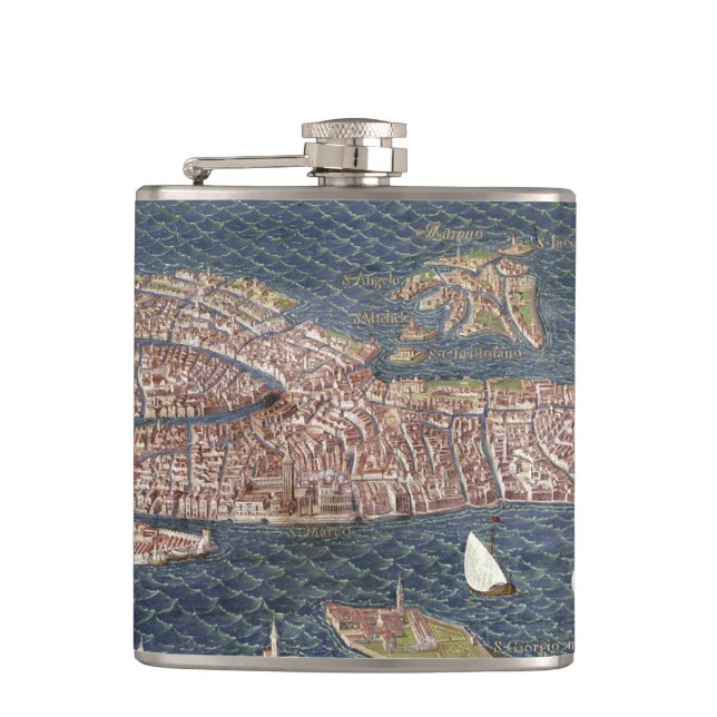 VENICE: MAP, 16TH CENTURY FLASK (Front)