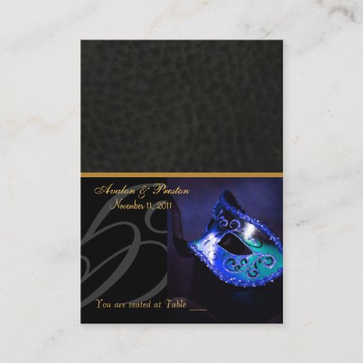 Customizable Venice Masquerade Mask Blue Placecard Business Card Templates