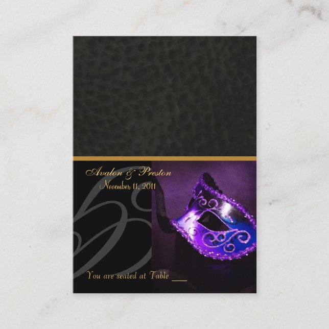 Venice Masquerade Mask Purple Placecard (Front)