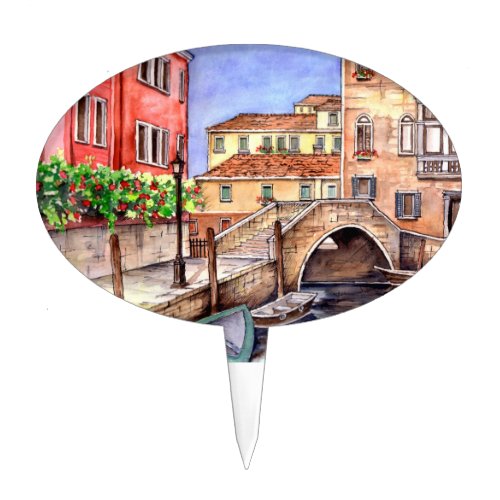 Venice _ Pen  Wash Watercolor Cake Topper
