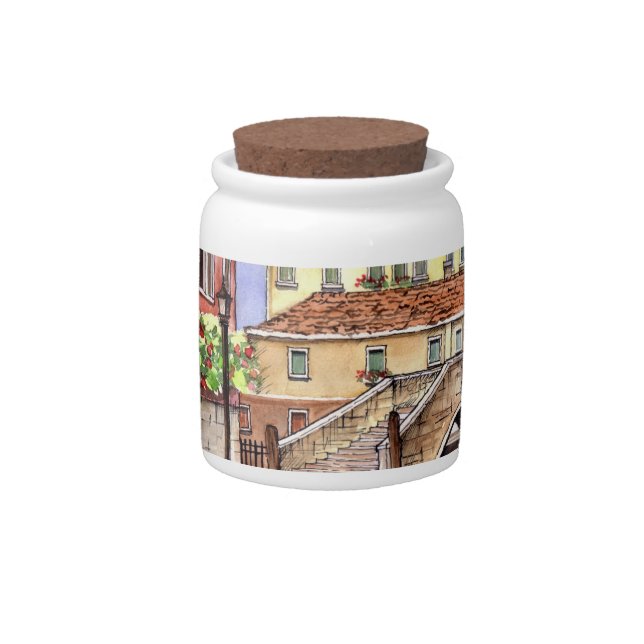 Venice - Pen & Wash Watercolor Candy Jar (Front)