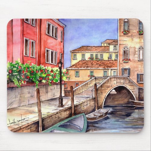 Venice _ Pen  Wash Watercolor Mouse Pad