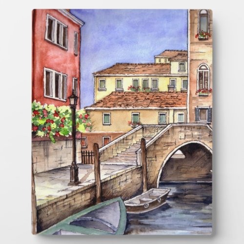 Venice _ Pen  Wash Watercolor Plaque