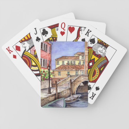 Venice _ Pen  Wash Watercolor Poker Cards