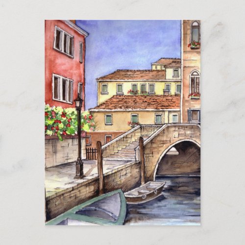 Venice _ Pen  Wash Watercolor Postcard