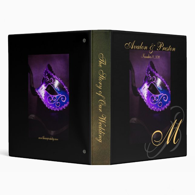 Venice Purple Masquerade Mask Wedding Binder (Background)