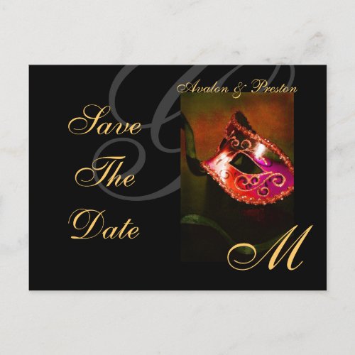 Venice Red Masquerade Mask Save The Date Postcard
