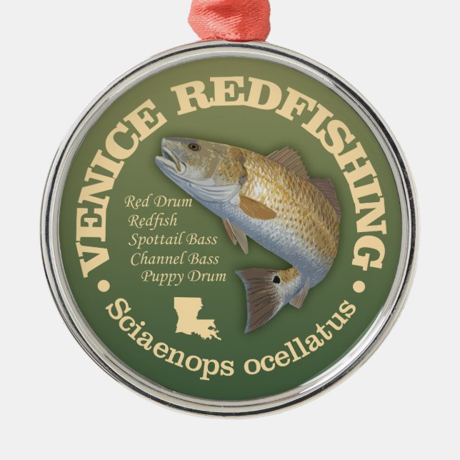 Venice Redfish Metal Ornament (Front)