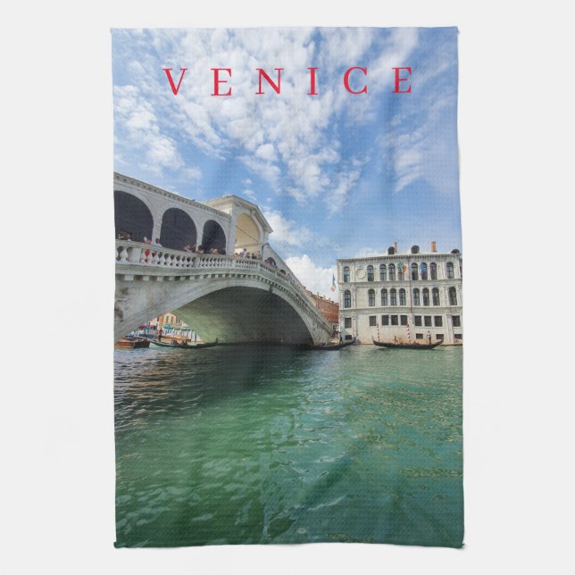 Venice Rialto Bridge view tea towel (Vertical)