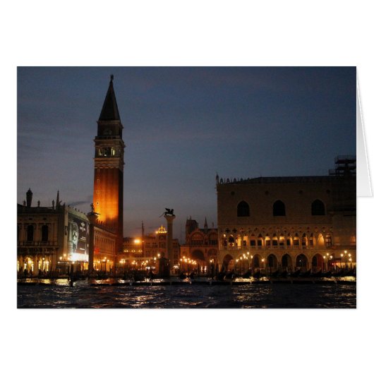 Venice - San Macro Square at Night Cards (Front Horizontal)