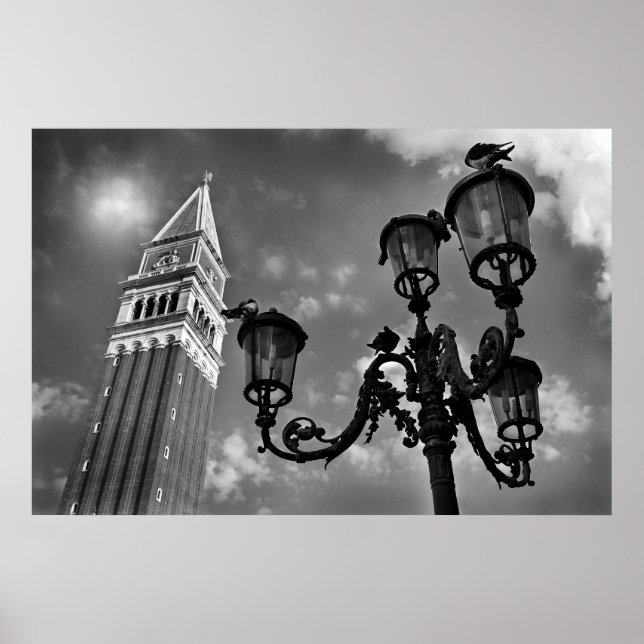Venice San Marco Tower and Street Light Poster (Front)