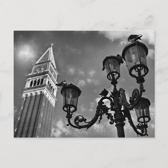 Venice San Marco Tower and Street Lights Postcard (Front)