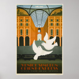 Venice Simplon Orient Express Milano Vintage Poste Poster